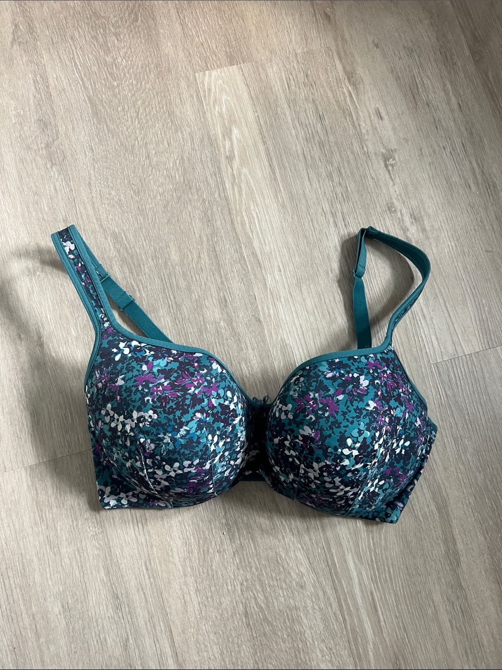 Cacique Smooth Balconette Teal and Purple Floral Underwire Bra 40DD